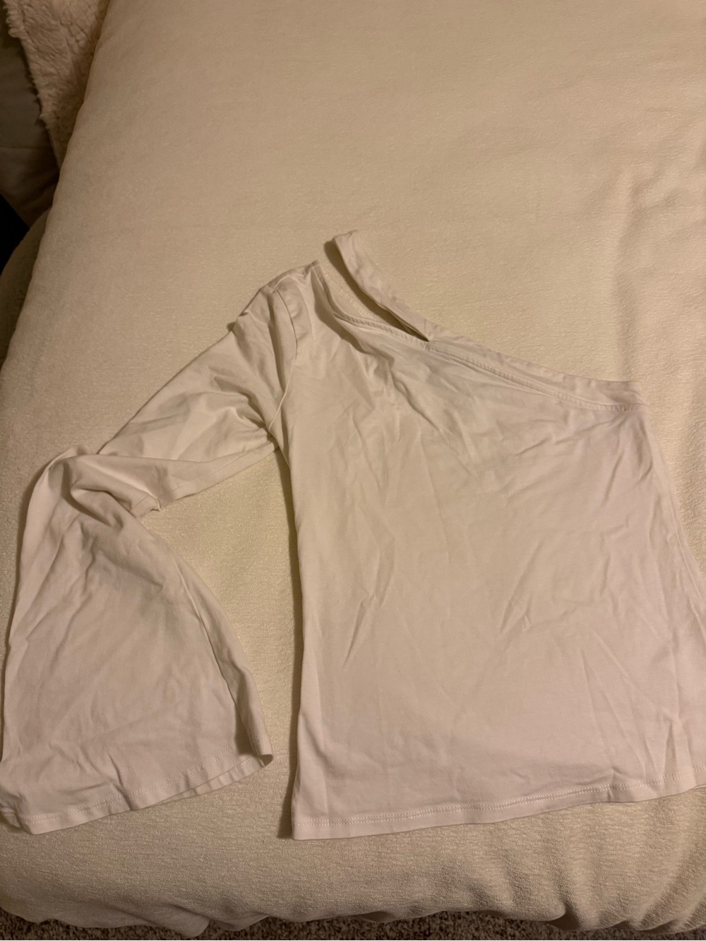 Express White One-Shoulder Long Sleeve Top